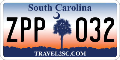 SC license plate ZPP032