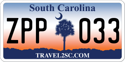 SC license plate ZPP033
