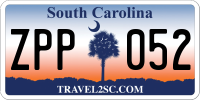 SC license plate ZPP052
