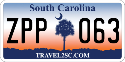 SC license plate ZPP063