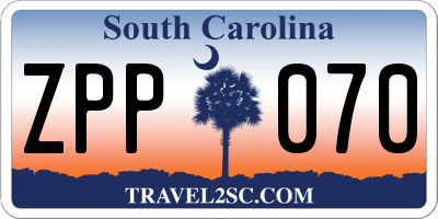 SC license plate ZPP070