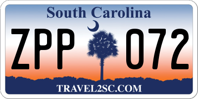 SC license plate ZPP072