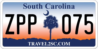 SC license plate ZPP075