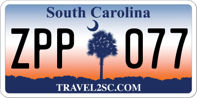 SC license plate ZPP077