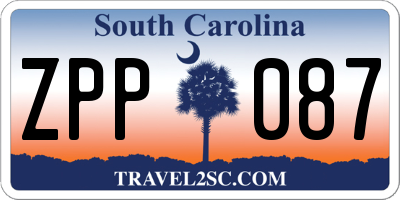 SC license plate ZPP087