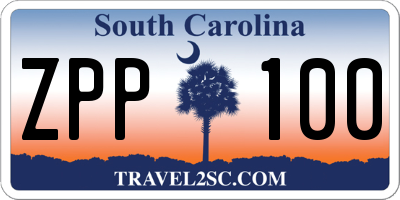 SC license plate ZPP100