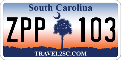 SC license plate ZPP103