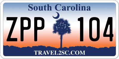 SC license plate ZPP104