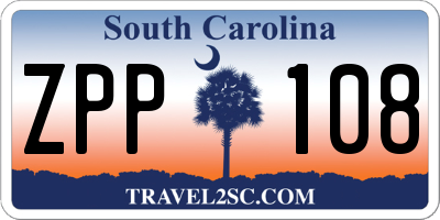 SC license plate ZPP108