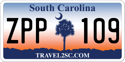 SC license plate ZPP109