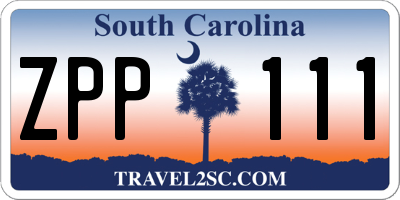 SC license plate ZPP111