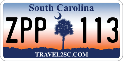 SC license plate ZPP113