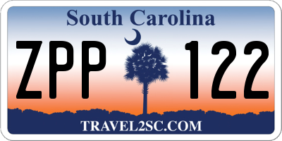 SC license plate ZPP122