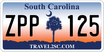 SC license plate ZPP125