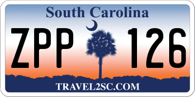 SC license plate ZPP126