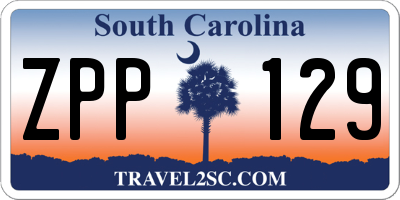 SC license plate ZPP129