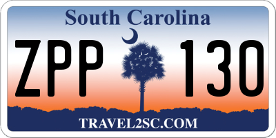 SC license plate ZPP130