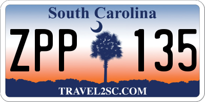 SC license plate ZPP135