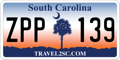 SC license plate ZPP139
