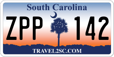 SC license plate ZPP142