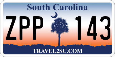 SC license plate ZPP143
