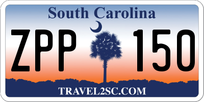 SC license plate ZPP150