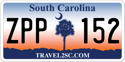 SC license plate ZPP152