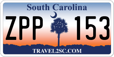 SC license plate ZPP153