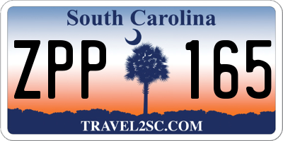 SC license plate ZPP165