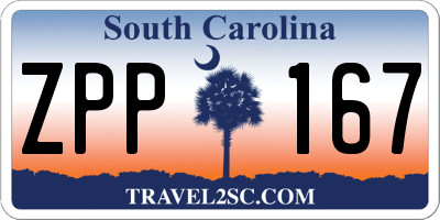 SC license plate ZPP167