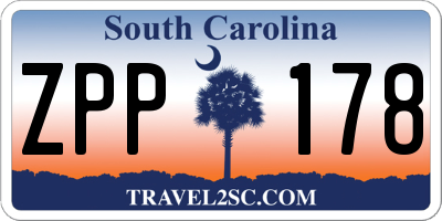 SC license plate ZPP178