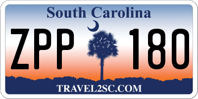 SC license plate ZPP180