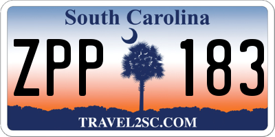 SC license plate ZPP183