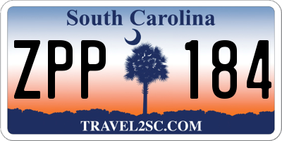 SC license plate ZPP184