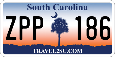 SC license plate ZPP186
