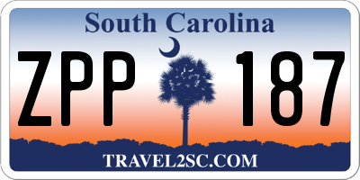 SC license plate ZPP187