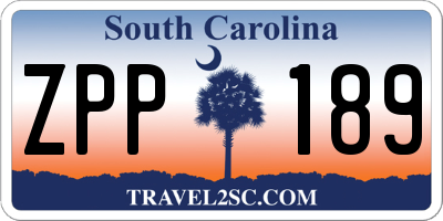 SC license plate ZPP189