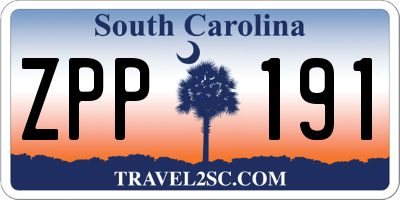 SC license plate ZPP191