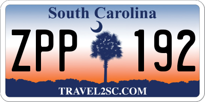SC license plate ZPP192