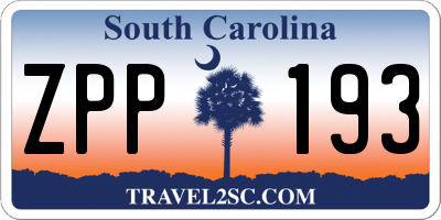 SC license plate ZPP193