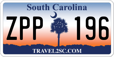 SC license plate ZPP196
