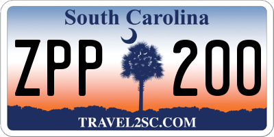 SC license plate ZPP200