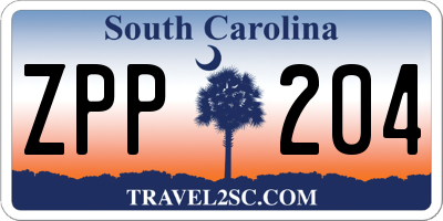 SC license plate ZPP204