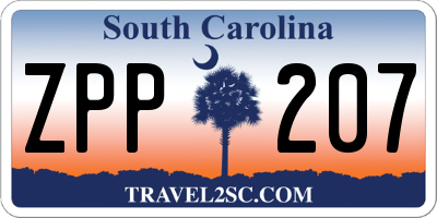 SC license plate ZPP207