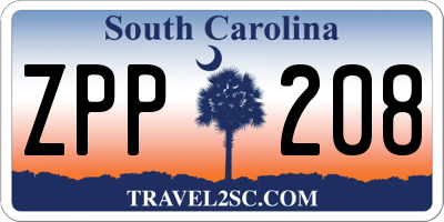 SC license plate ZPP208