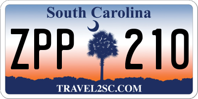 SC license plate ZPP210
