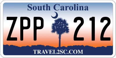 SC license plate ZPP212