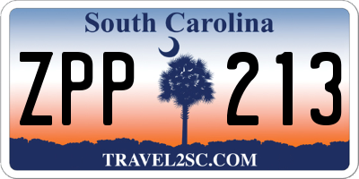 SC license plate ZPP213