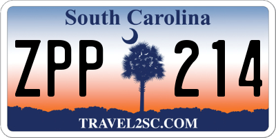 SC license plate ZPP214