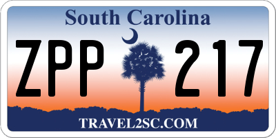 SC license plate ZPP217